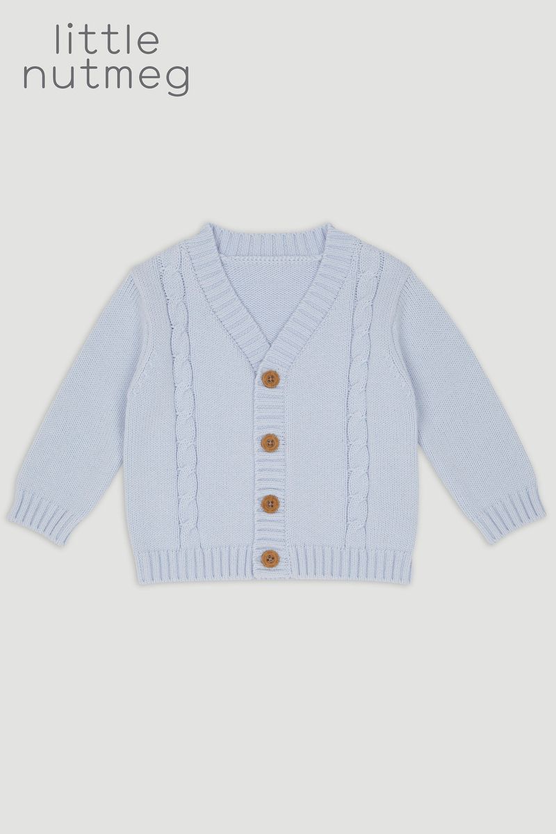 Little Nutmeg Blue Cable Cardigan