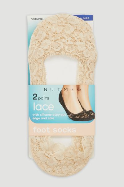 Nude 2 Pack Lace Footsies