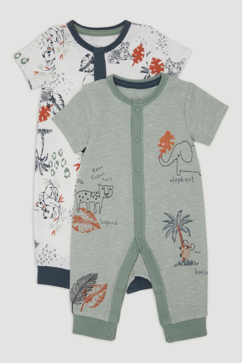 2 Pack Khaki Koala Footless Sleepsuits