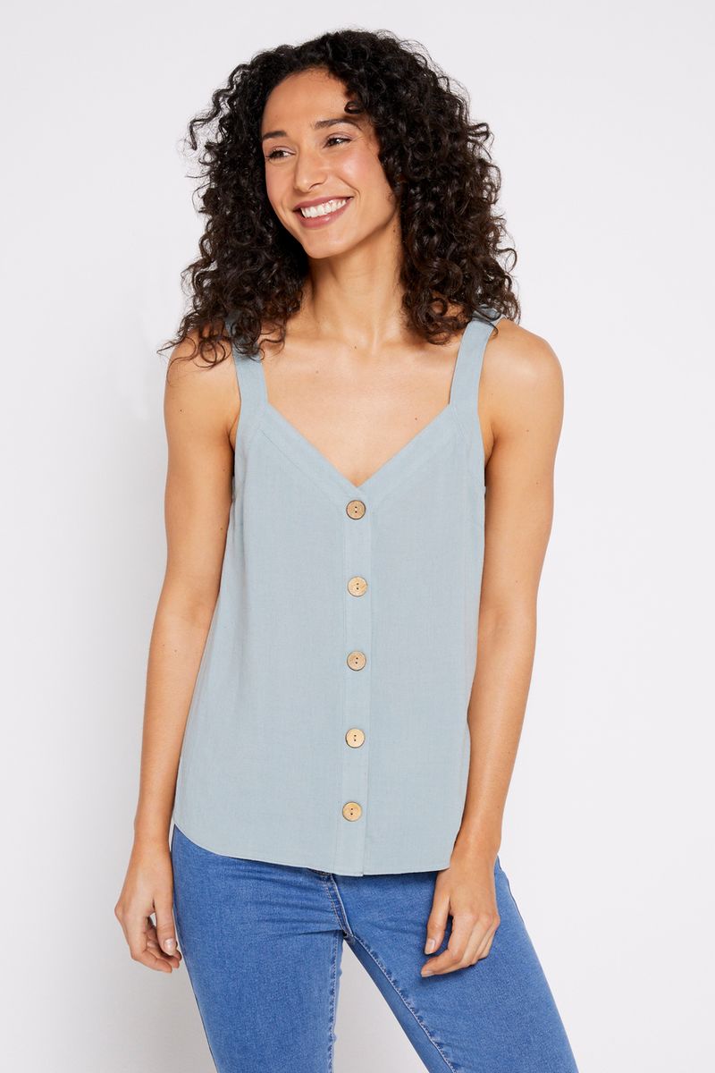 Sage Button Front Cami