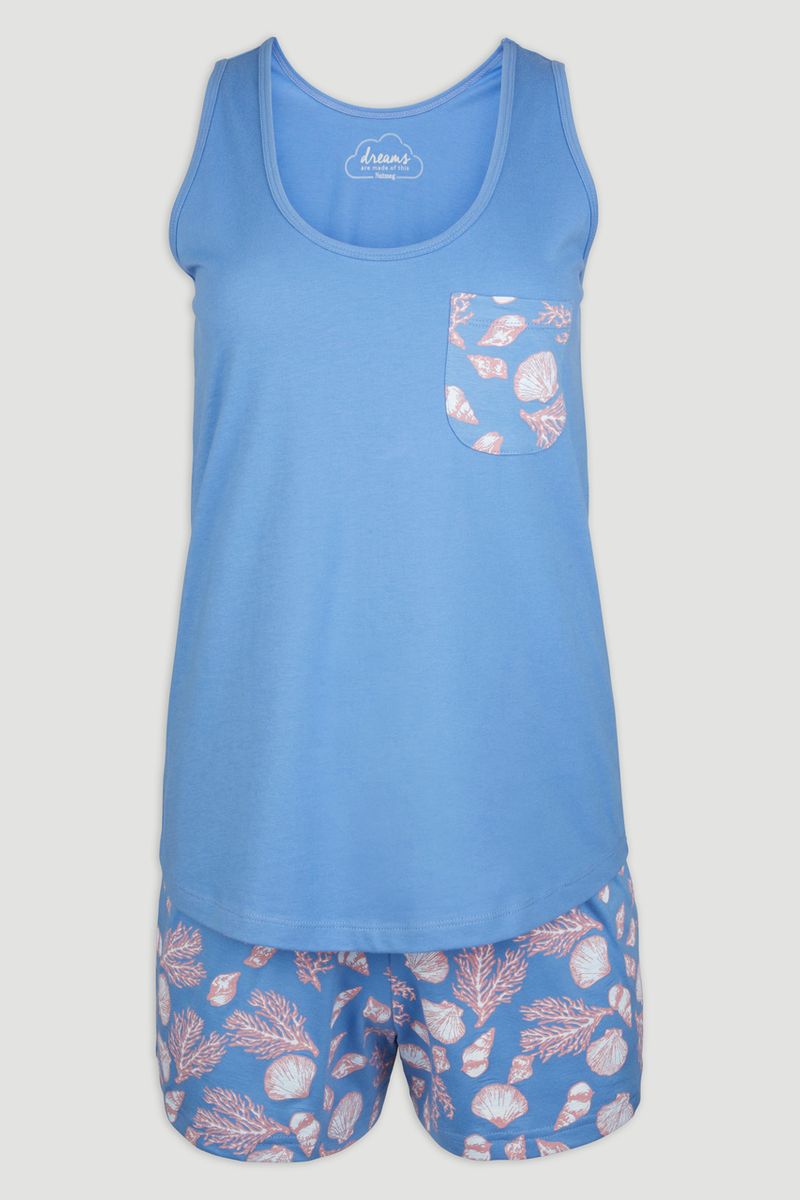 Blue Seashell Vest & Shorts