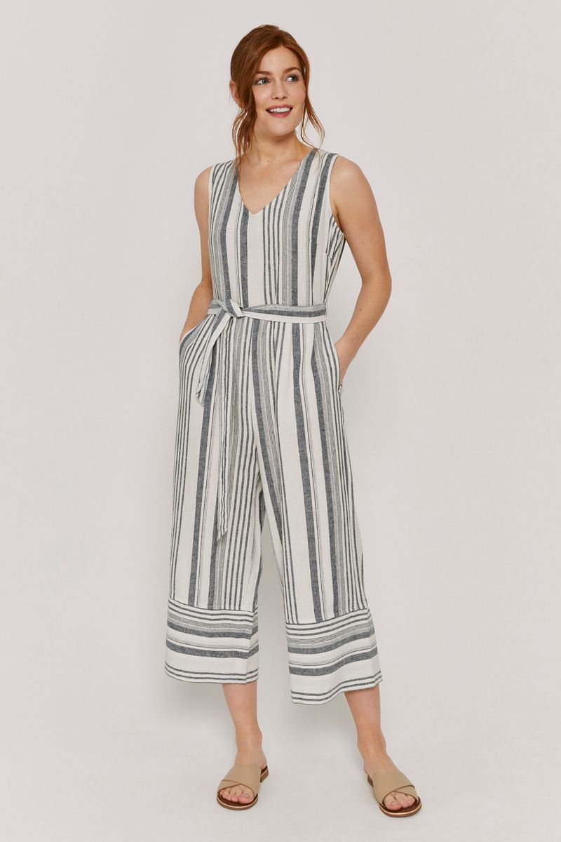 Linen Blue Stripe Jumpsuit