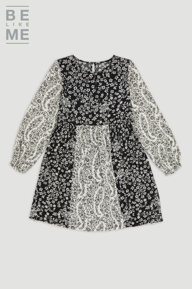 Be Like Me Floral Monochrome Dress