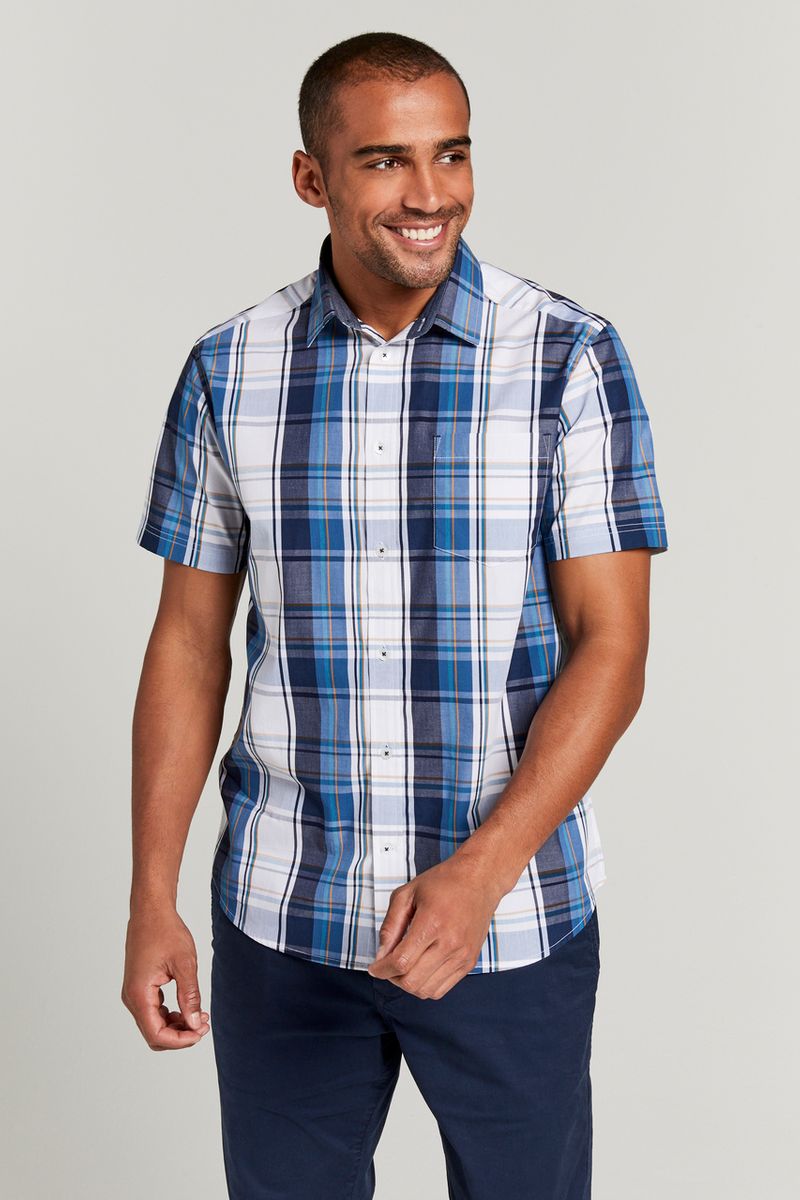 Navy & White Check Shirt
