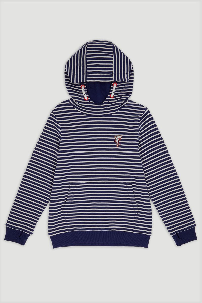 Navy Stripe Shark Hoodie