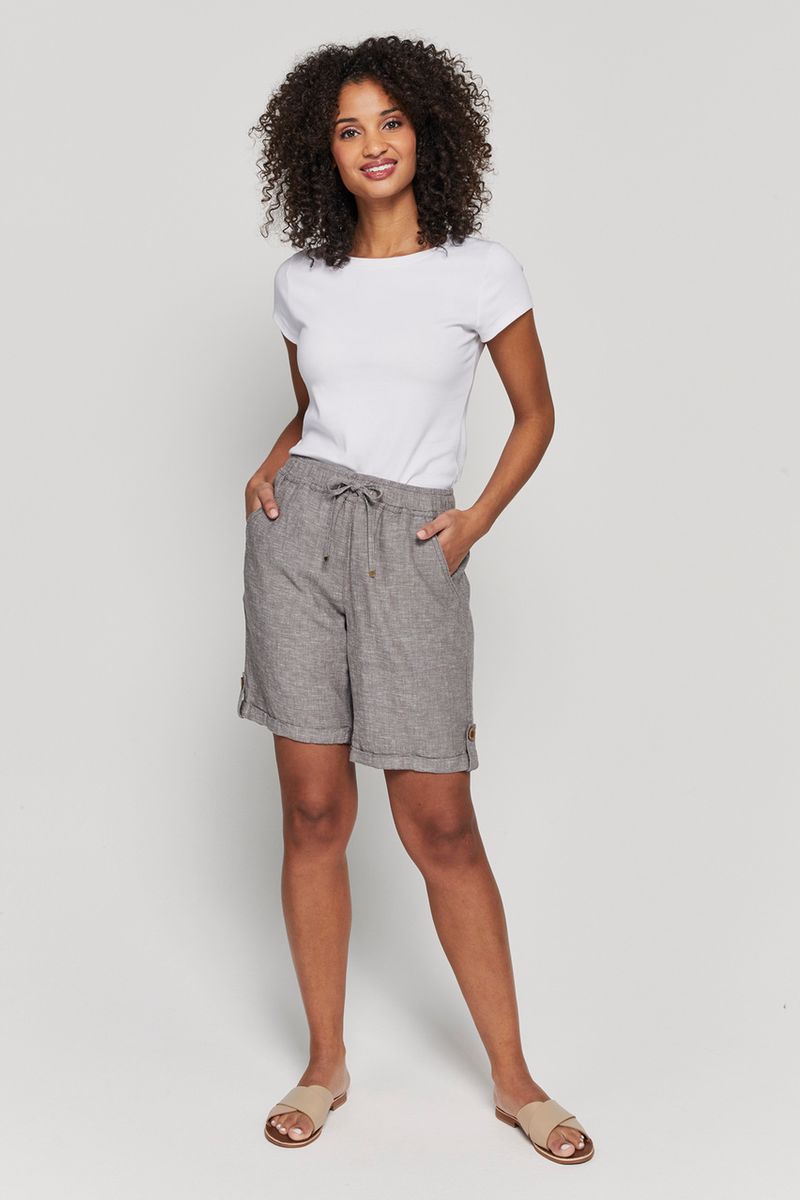 Taupe Linen Rich Shorts