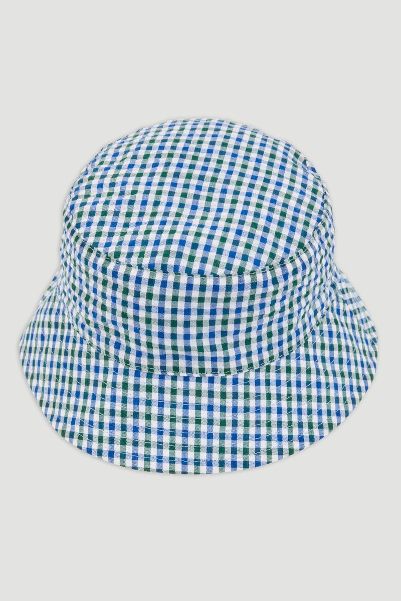 Blue Gingham Reversible Bucket Hat