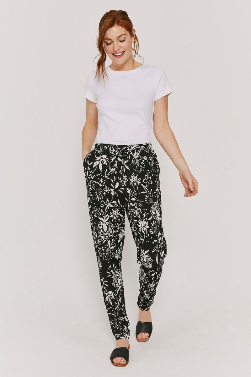 Monochrome Floral Harem Trousers