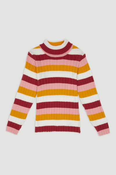 Mustard Stripe Skinny Rib Top 1-6Yrs - Nutmeg