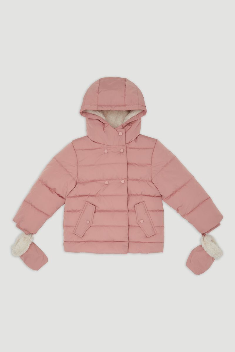 Pink Padded Coat with Mittens