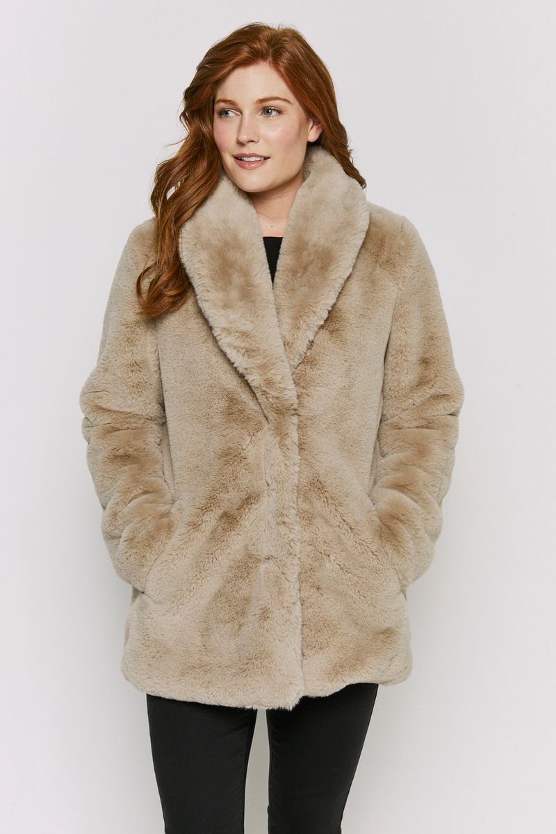Natural Faux Fur Coat