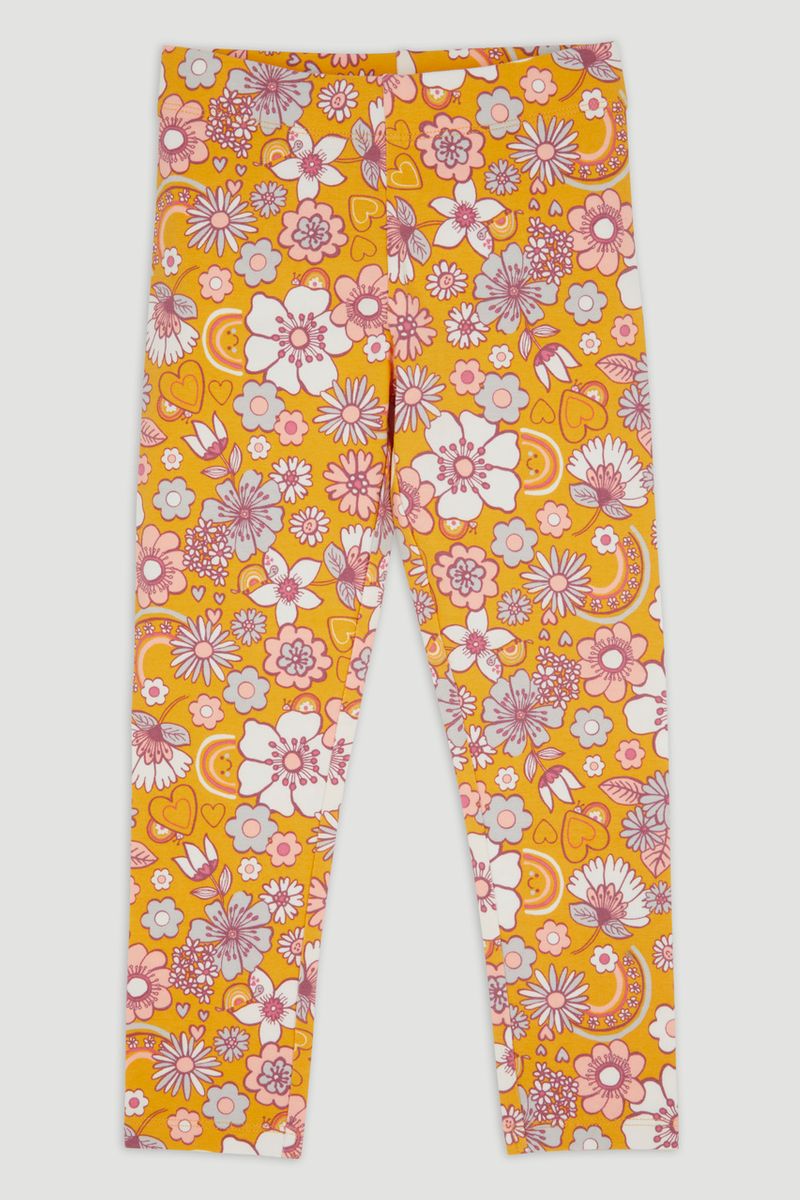 Yellow Flower Print leggings