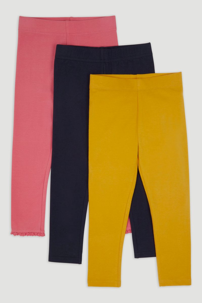 3 Pack Mustard Pink Navy Leggings