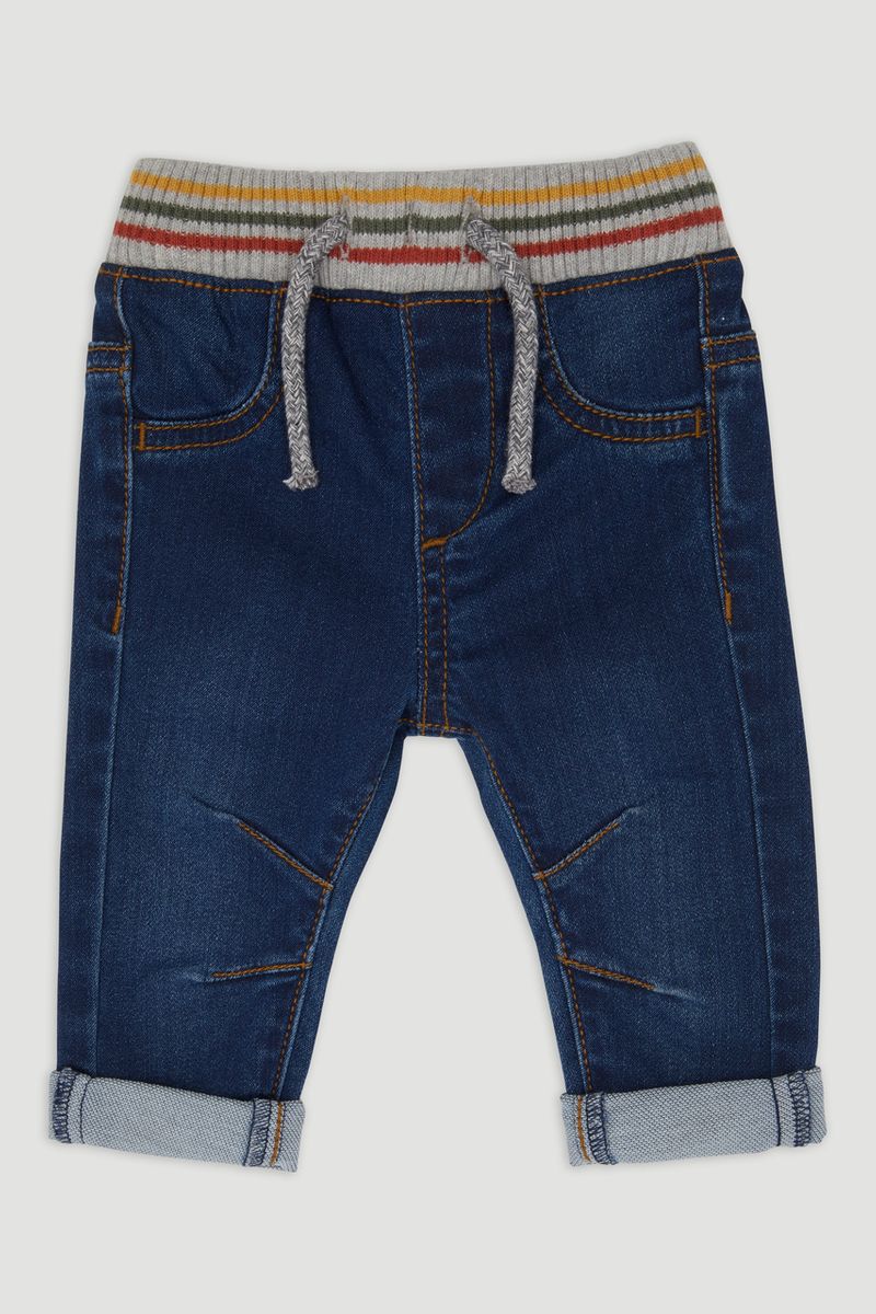 Rib Waist Pull On Jeans