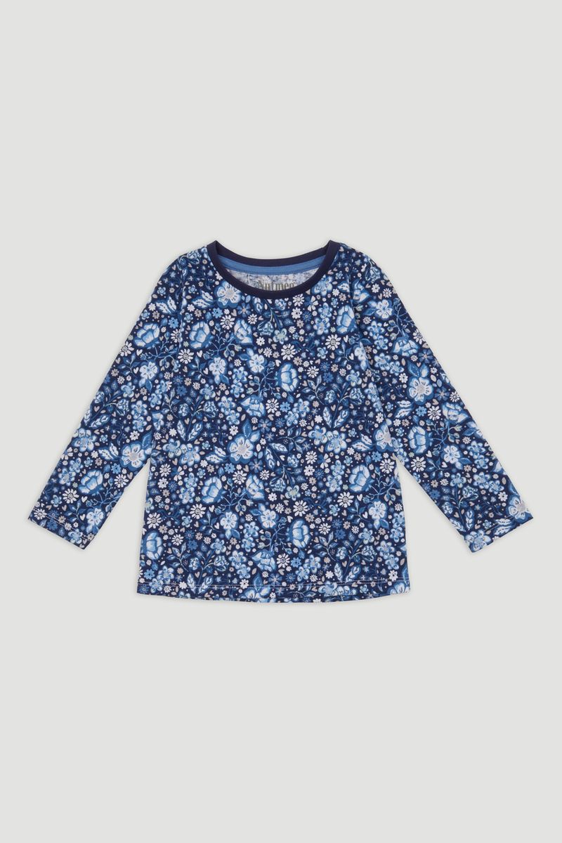 Blue Flower Print T-Shirt