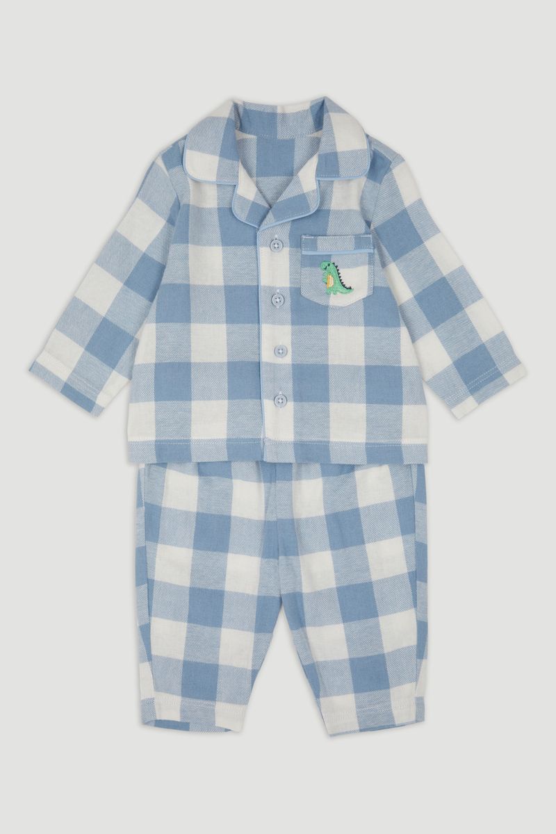 Blue Dinosaur Check Pyjamas