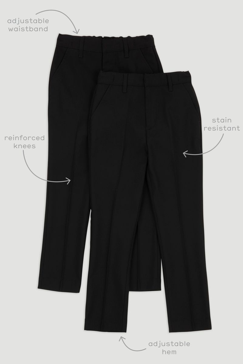 2 Pack Black Slim Leg Trousers