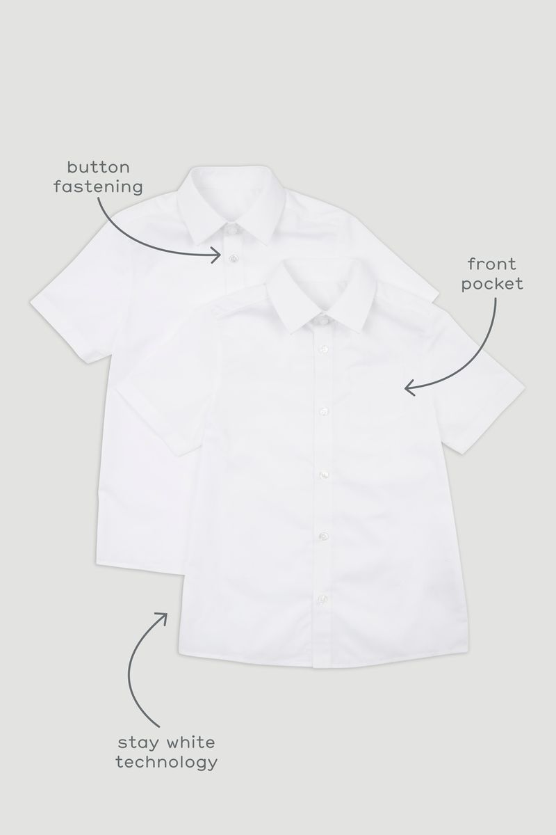 2 Pack Boys White Short Sleeve Shirts