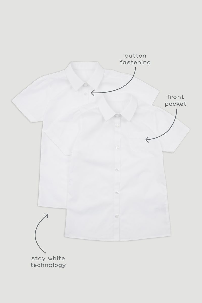 2 Pack Girls White Short Sleeve Shirts