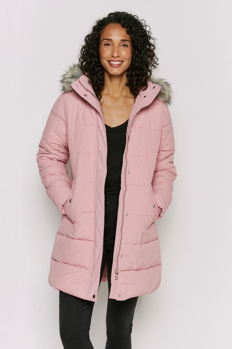 Padded Longline Pink Coat