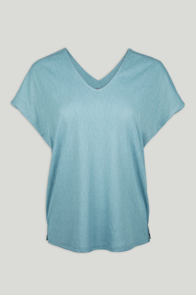 V-neck Blue Top