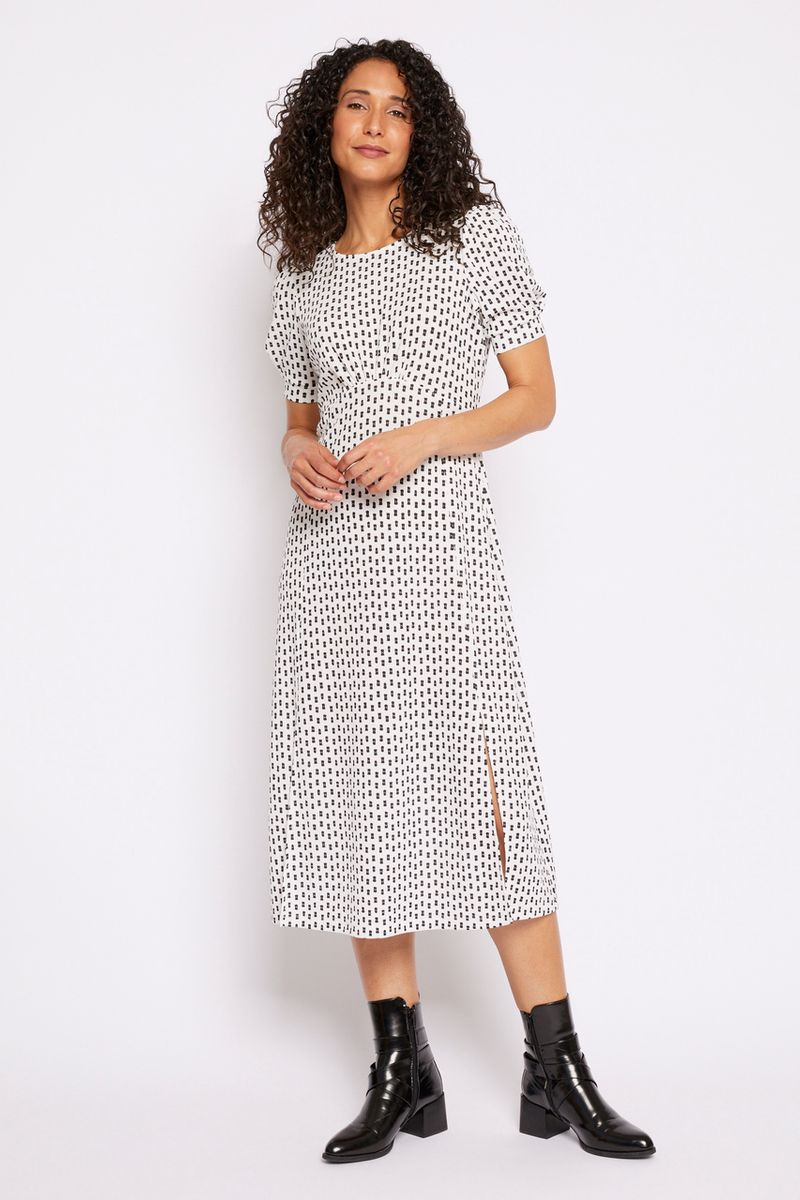 Monochrome Spot Print Dress