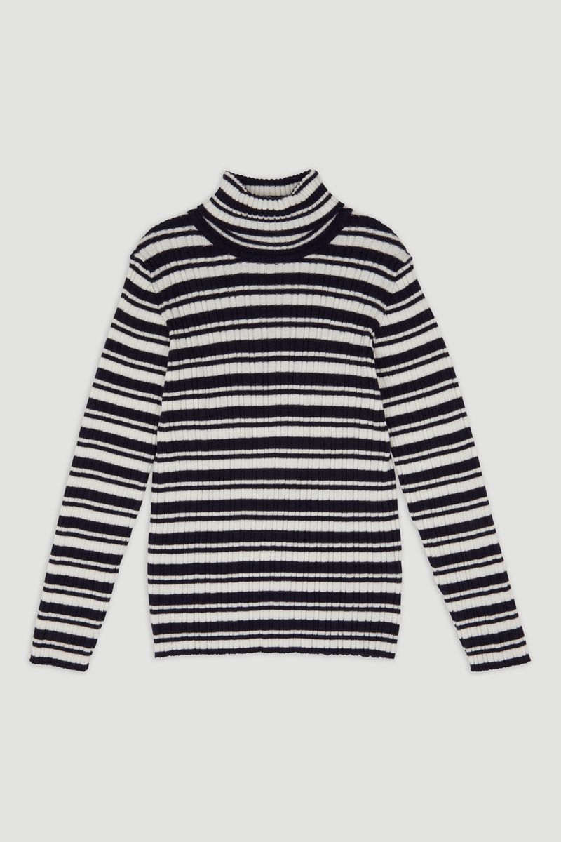 Navy Stripe Skinny Rib top 3-14yrs
