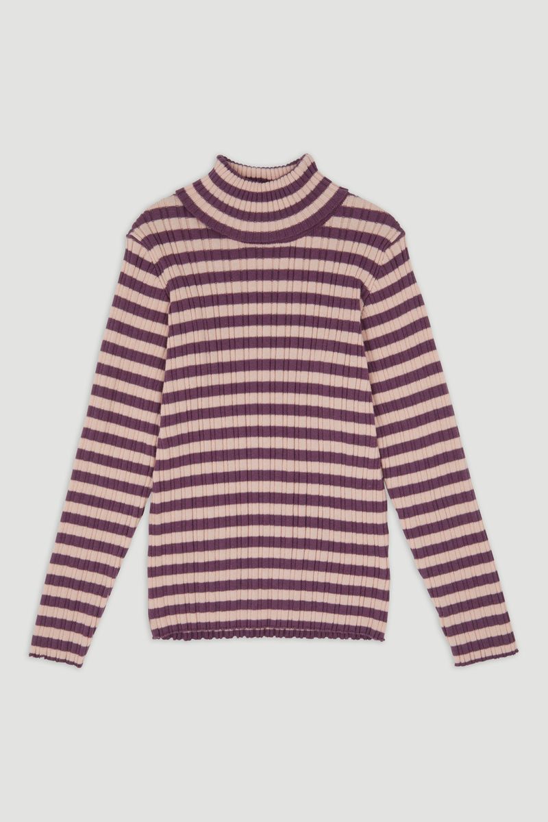 Purple Stripe Skinny Rib top 3-14yrs