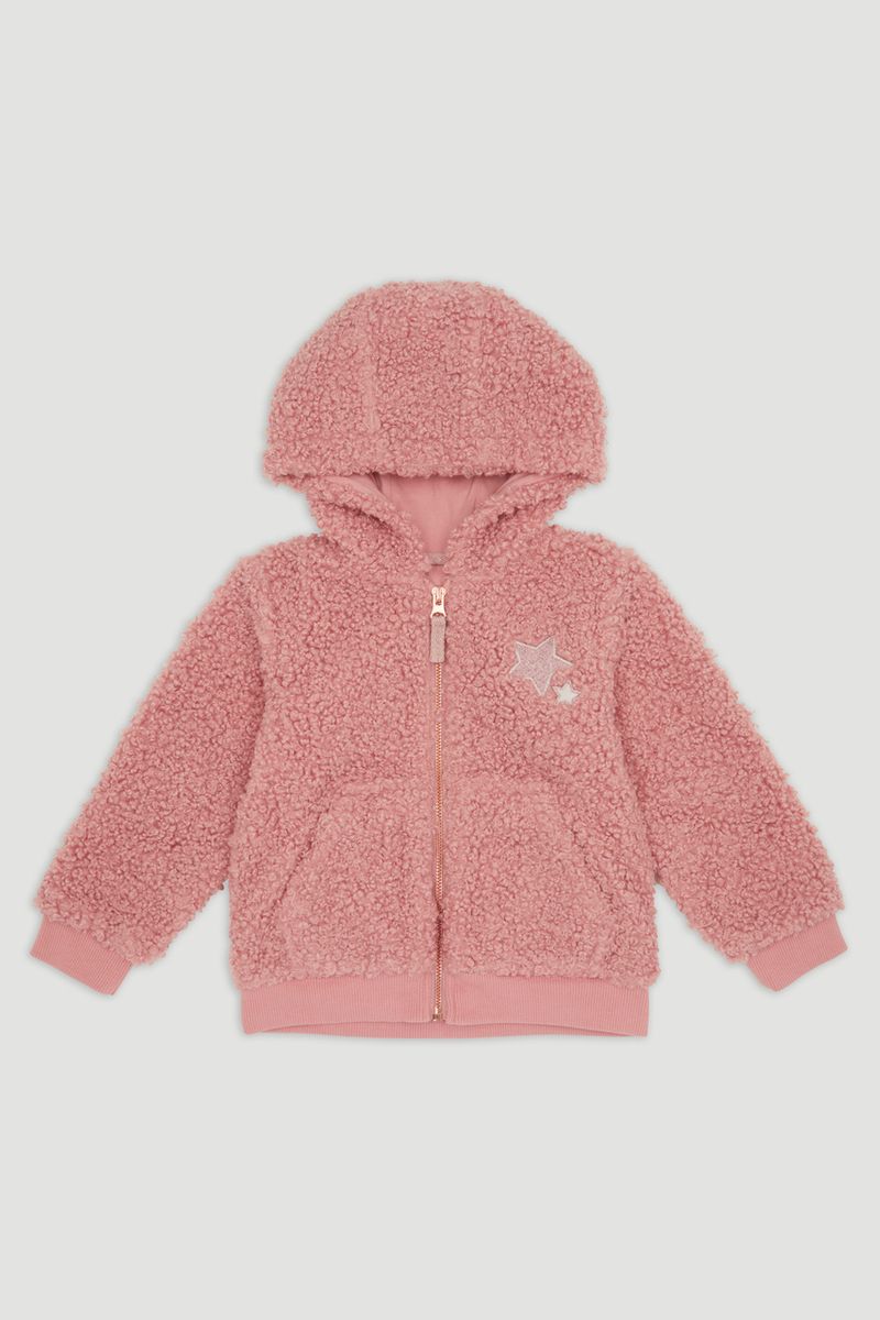 Pink Borg Zip Through Hoodie