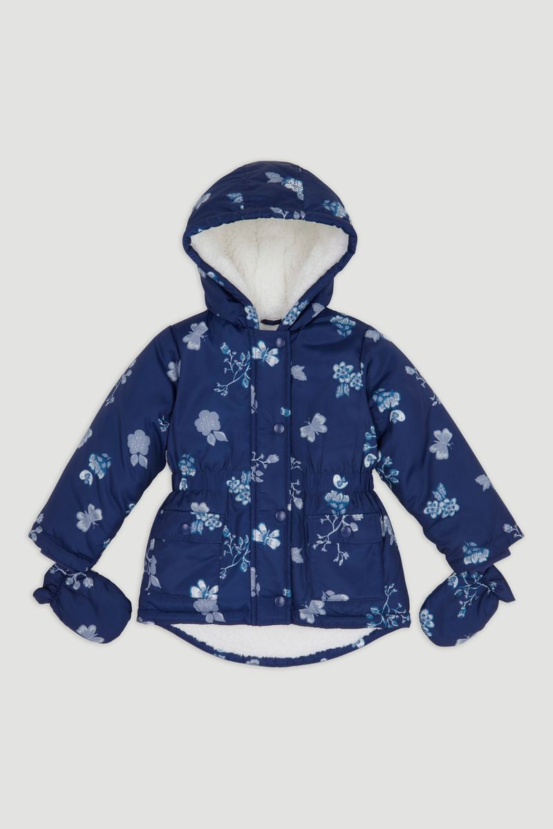 Navy Floral Padded Coat