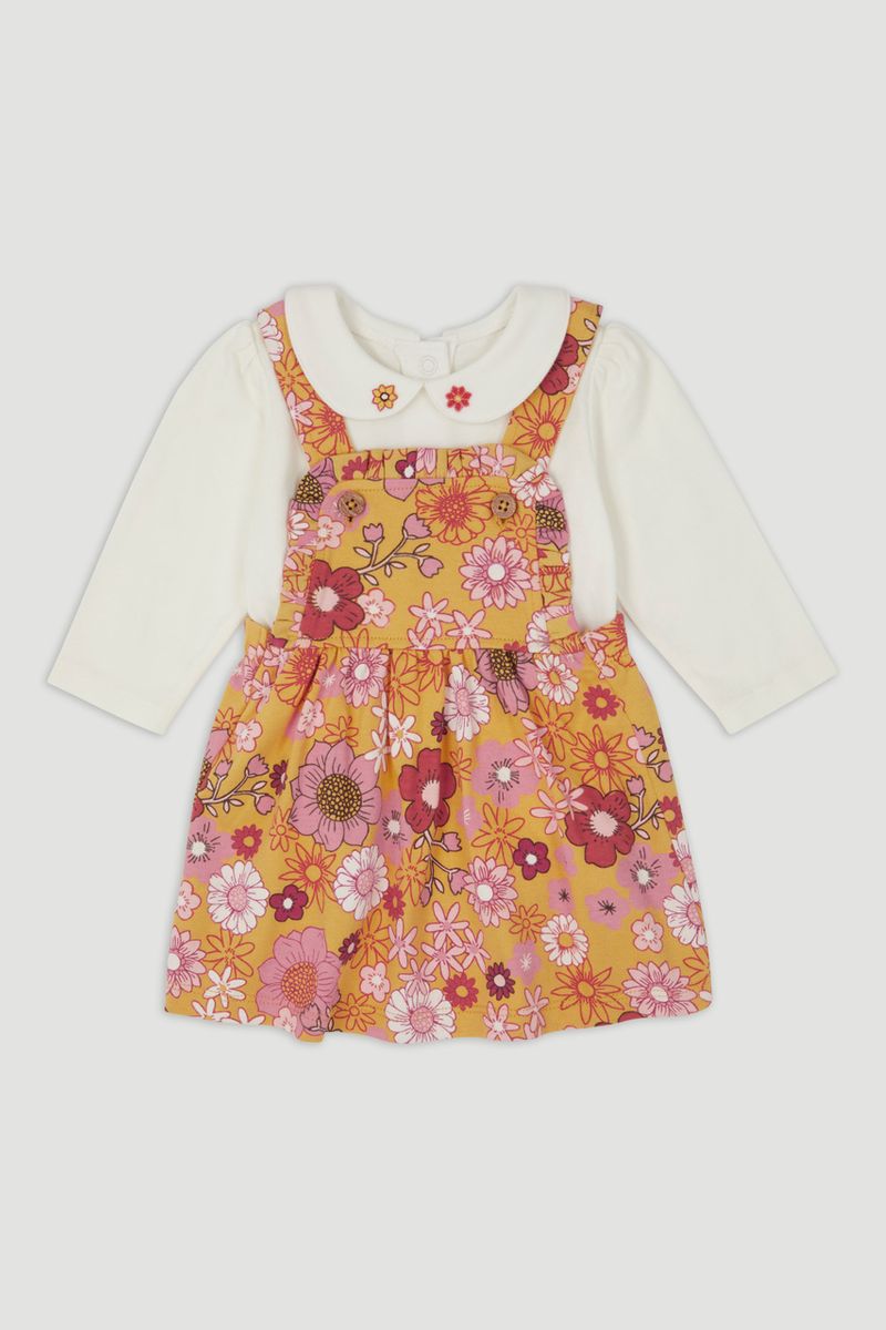 Sunflower Pinafore Dress Set