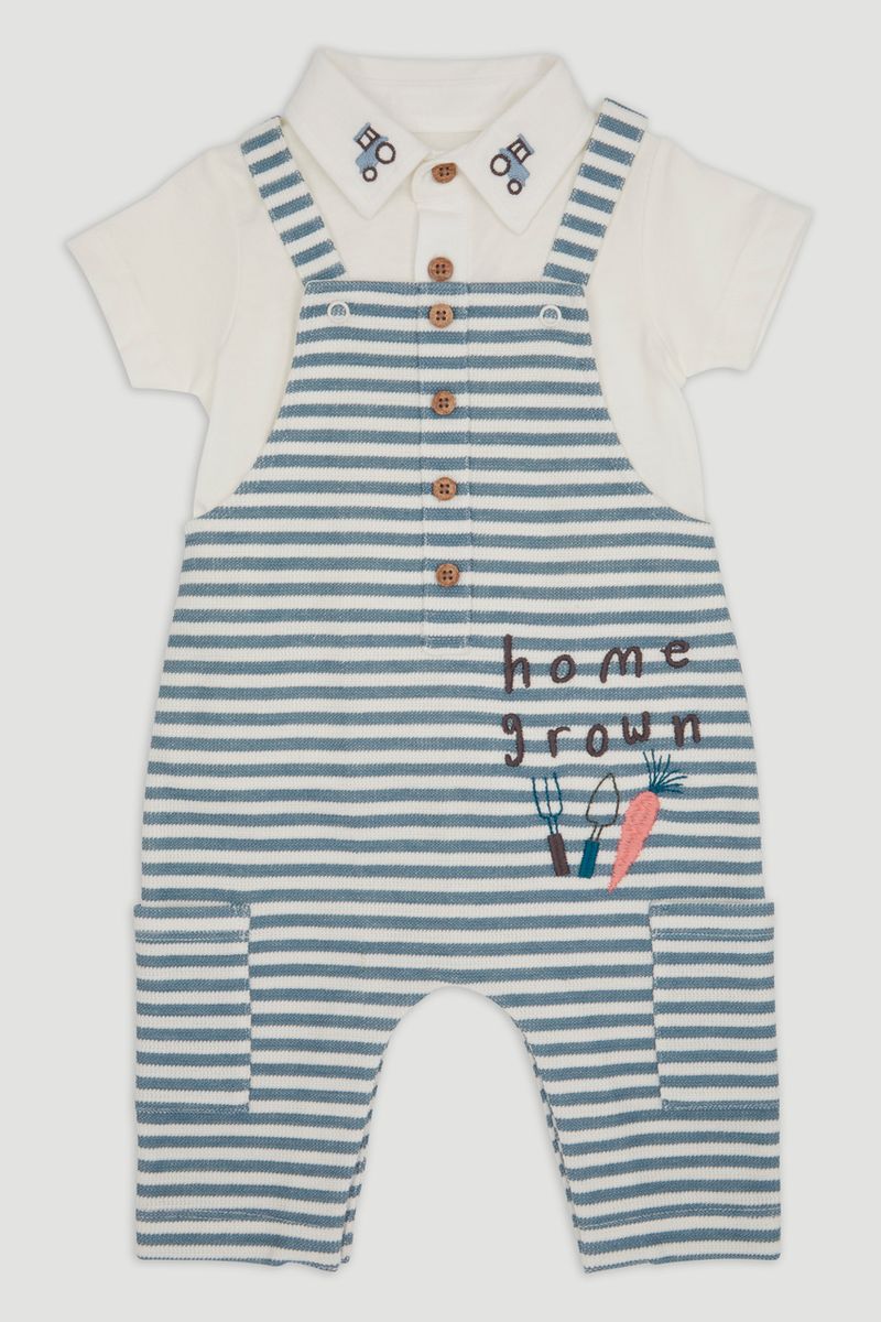 Home Grown Stripe Dungaree Set