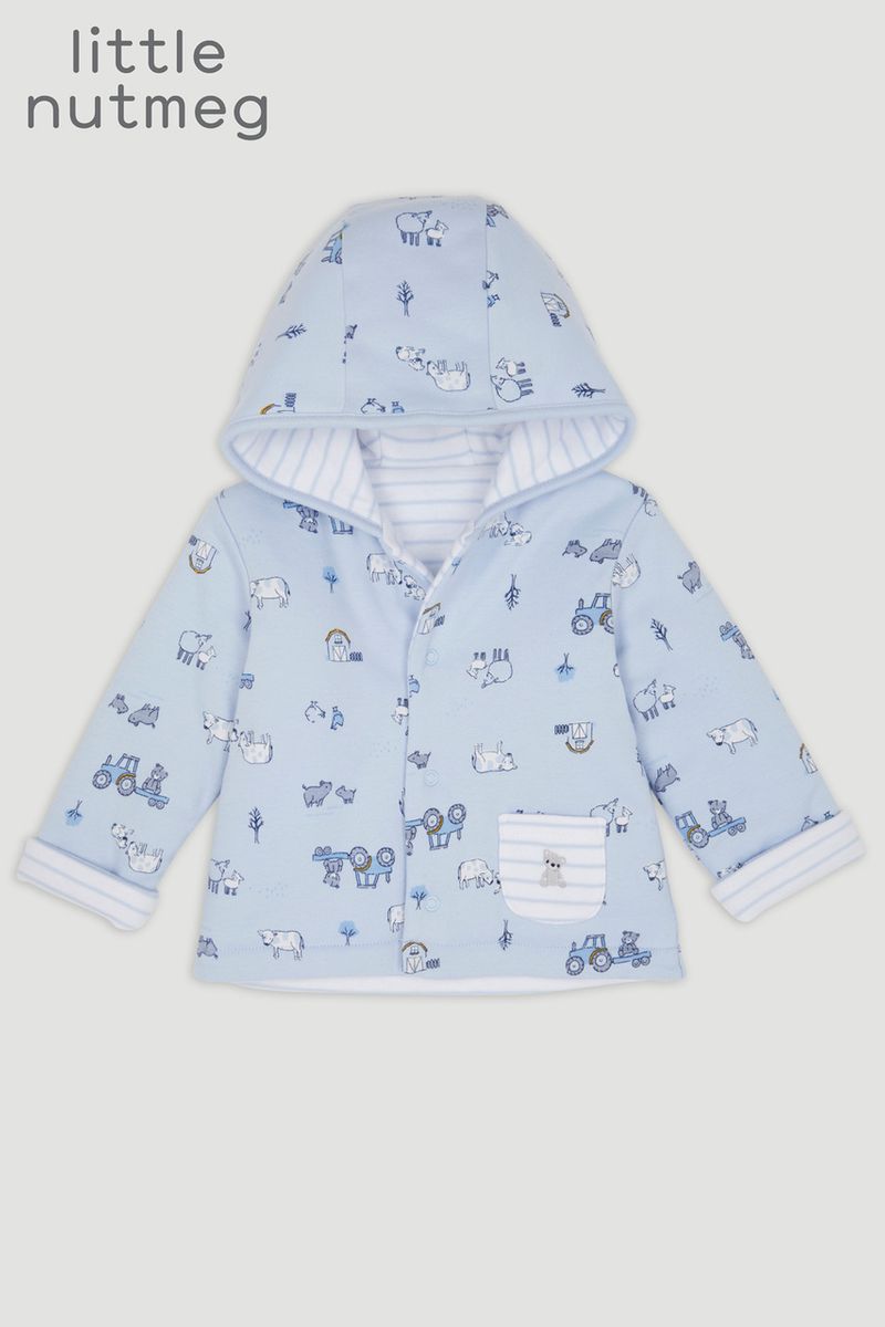 Little Nutmeg Blue Print Reversible Jacket