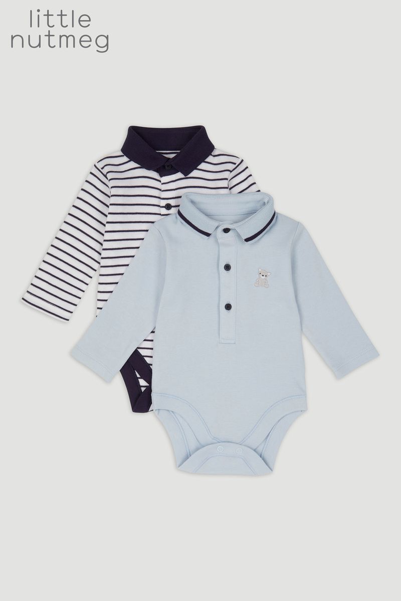 Little Nutmeg 2 Pack Bear Stripe Bodysuits