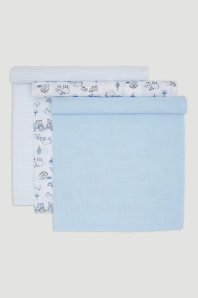 blue muslin squares
