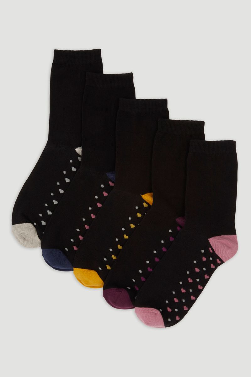 5 Pack Heart Spot Socks