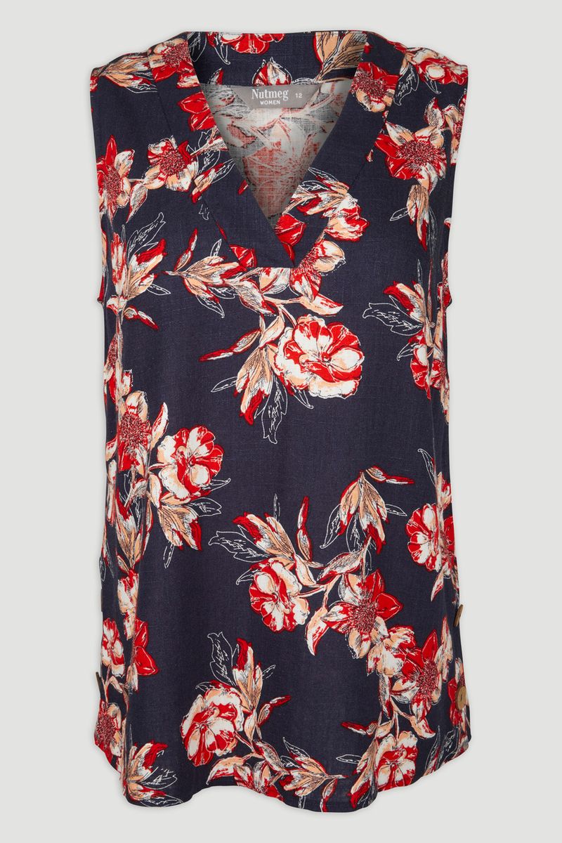 Navy Floral Co-ord Top