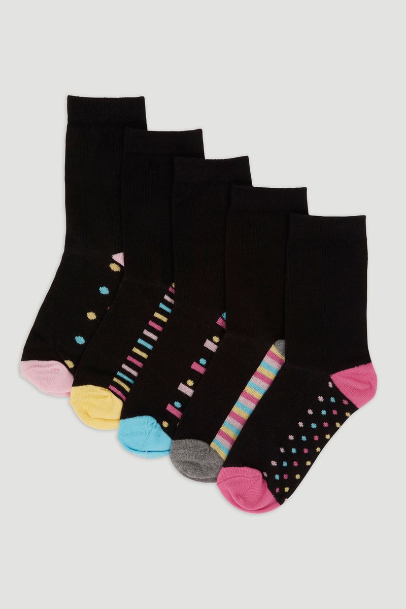 5 Pack Dots & Stripes Socks