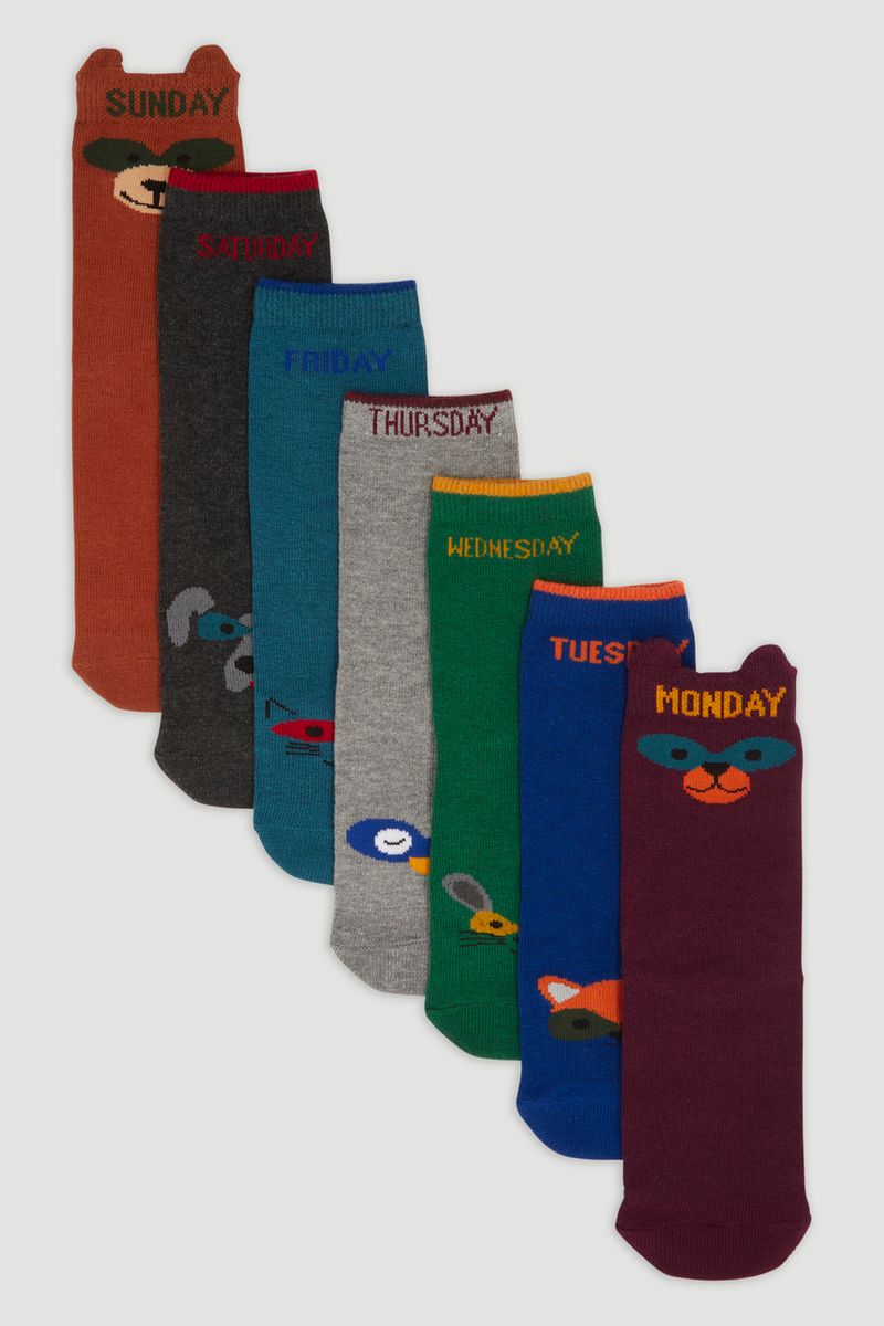 7 Pack Days Of The Week Animal Socks