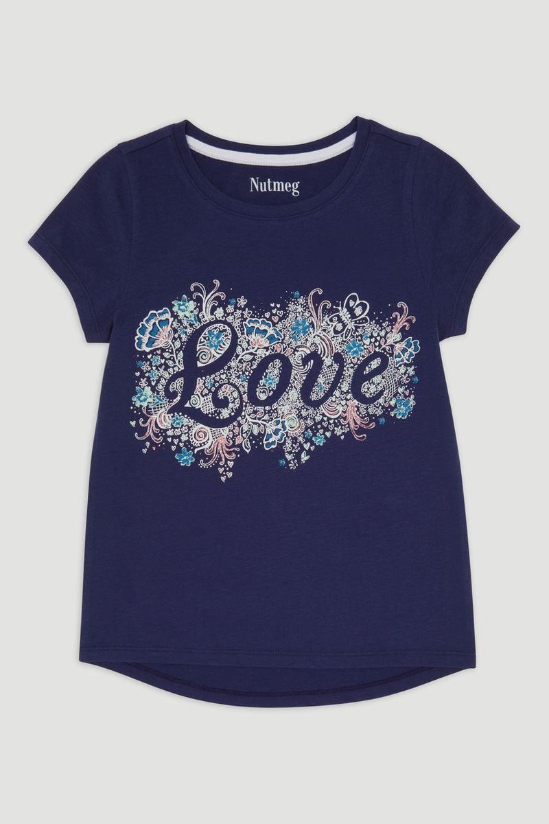 Navy Love Print T-Shirt