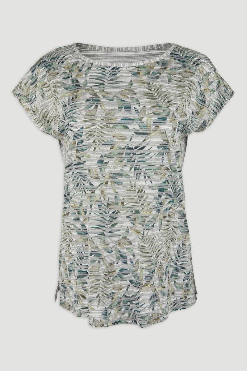 Stripe Leaf Print T-shirt