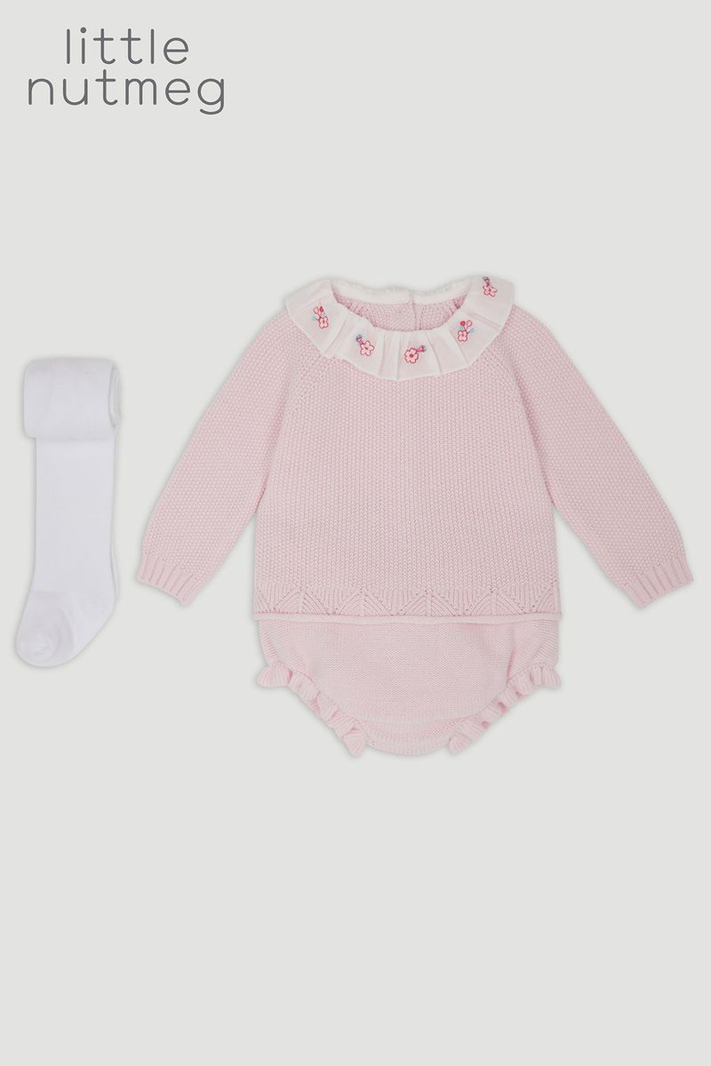 Little Nutmeg Pink Knitted Bloomer Set