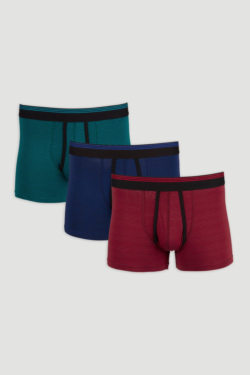 3 Pack Blue Green & Red Stripe Trunks