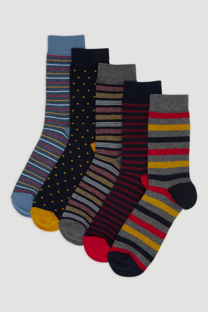 5 Pack Stripe & Spot Socks