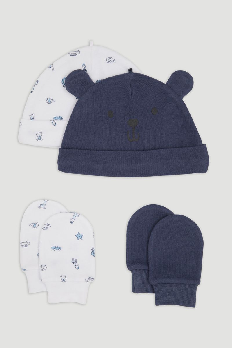 4 Piece Bear Jersey Hats & Mitts Set