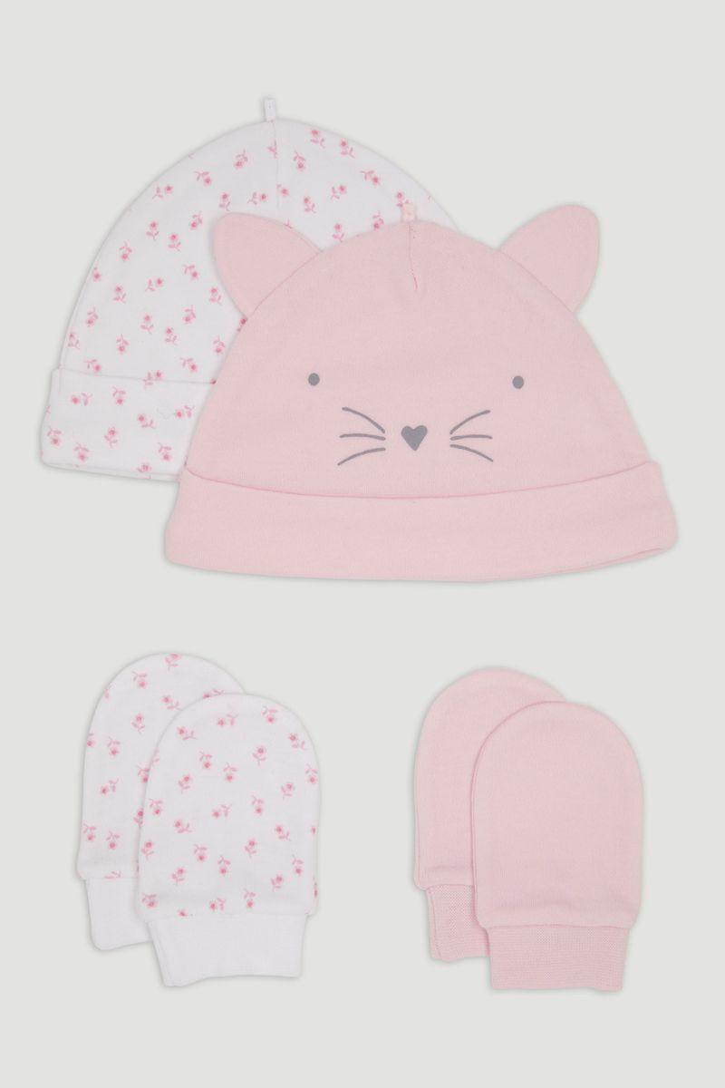 4 Piece Kitten Jersey Hats & Mitts Set