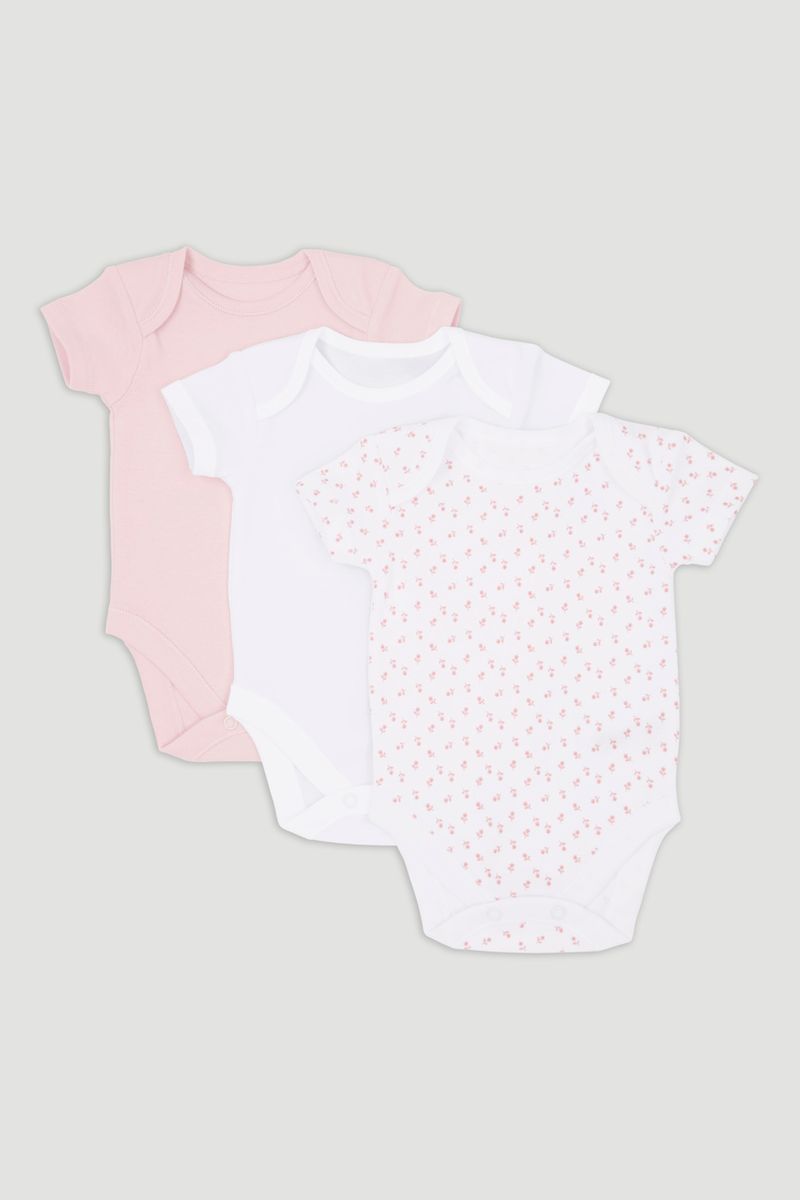 3 Pack Pink Short sleeve Bodysuits