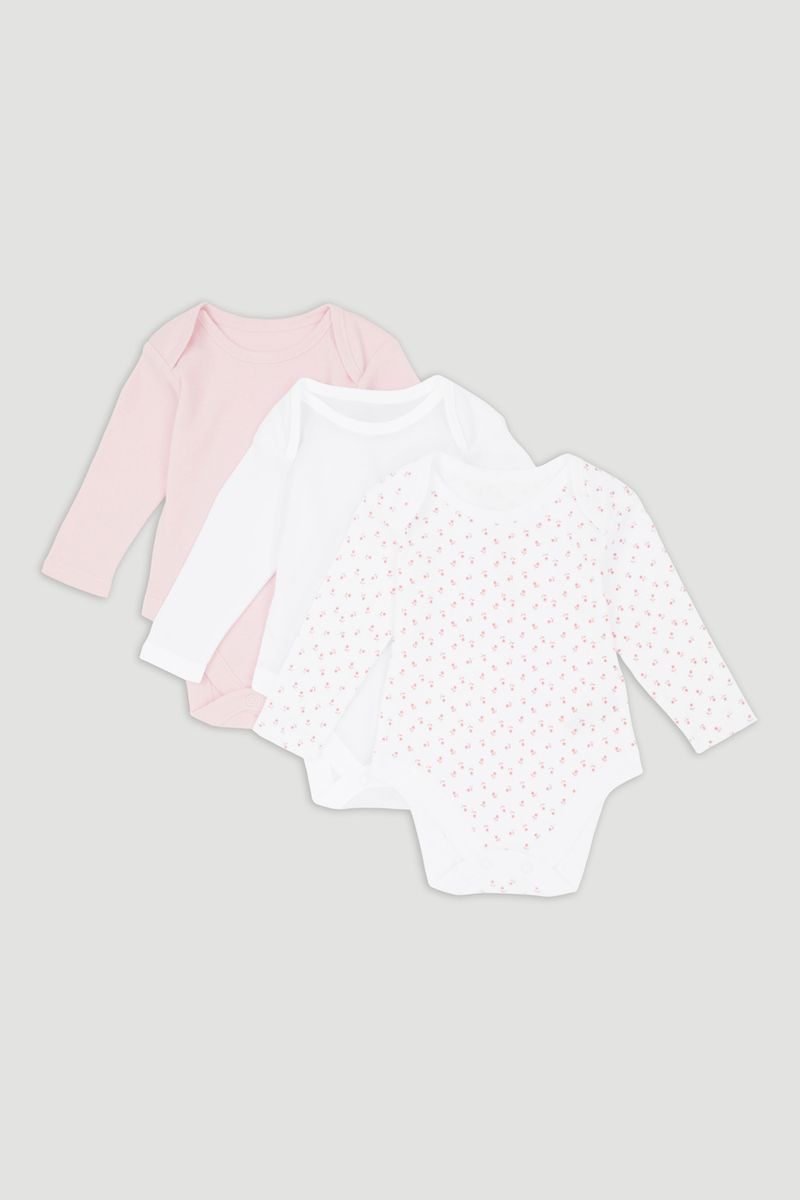 3 Pack Pink Long Sleeve Bodysuits