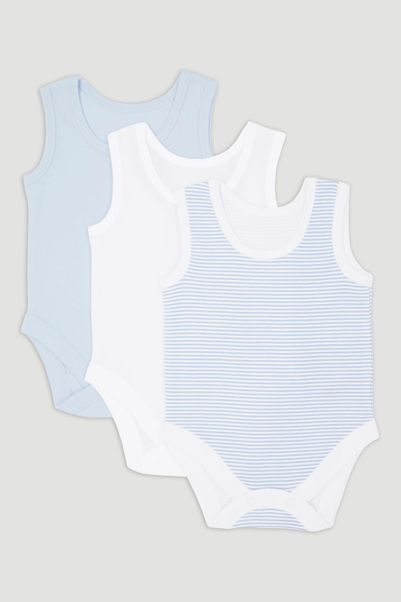 3 Pack Blue Vest Bodysuits