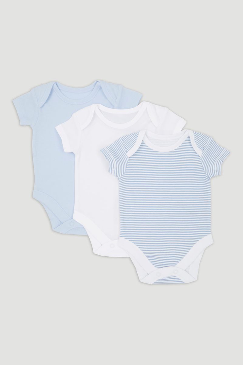 3 Pack Blue short Sleeve Bodysuits
